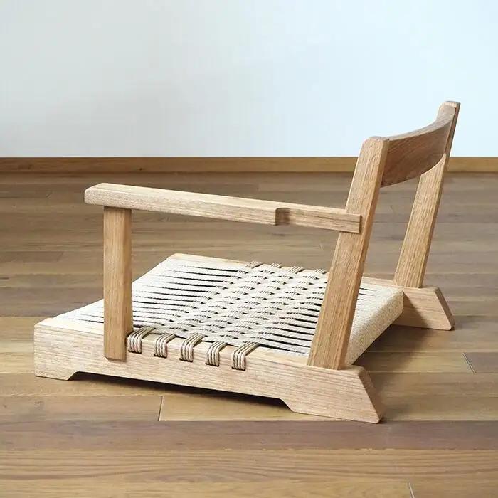 ペーパーコードの座椅子 片肘つき ／ イス ロープ 丈夫【UMEBACHI FURNITURE】