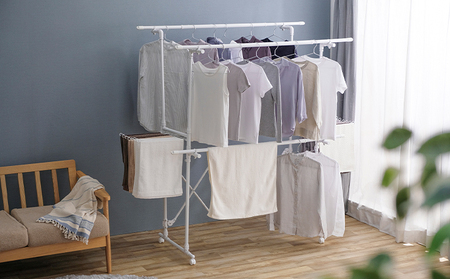 組み立て簡単たっぷりスタイル物干しKTM-2018STホワイト 室内 室内干し アイリスオーヤマ 