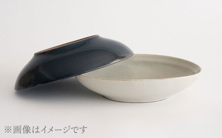 【波佐見焼】Furelu ゆず肌 オーバルボウル カレー皿 2枚セット［ネイビー×ホワイト］食器  丸皿 ペア【藍染窯】[JC97] 波佐見焼