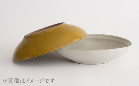【波佐見焼】Furelu ゆず肌 オーバルボウル カレー皿 2枚セット［からし×ホワイト］食器  丸皿 ペア【藍染窯】[JC98] 波佐見焼