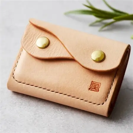 服/ファッション 小物 財布 ちっこくても使い易いミニ財布no.7】右利き用生成り手縫い フロント2