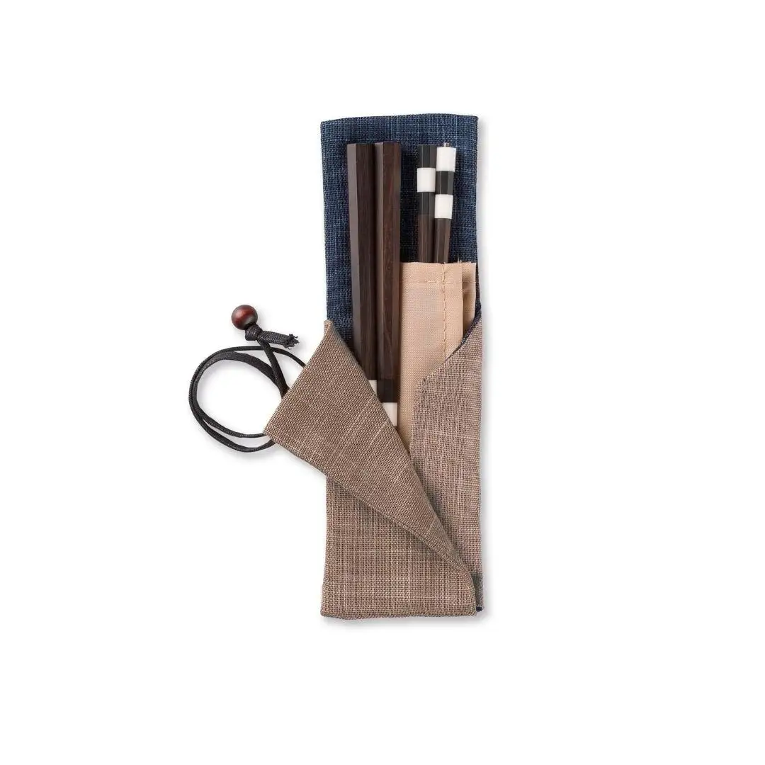 携帯用八角箸 黒檀(箸袋付) 235mm 23.5cm 燕三条製 ものづくり [マルナオ]  【039S005】