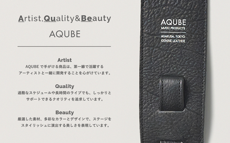 AQUBE MUSIC PRODUCTS ギターストラップ　シュリンク ブラック ［ M ］(裏面カラー：スムースオーク)_0029-004-T05-2
