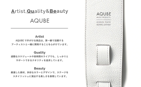 AQUBE MUSIC PRODUCTS ギターストラップ　シュリンク ホワイト ［ S ］(裏面カラー：スムースオーク)_0029-009-T05-2