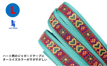 【大型犬用・Lサイズ】 ハーフチョークカラーとリードのセット（グリーンハート） ペット用品 お散歩グッズ シニア犬 気管支を痛めない ゴールデンレトリバー 簡単脱着 しつけ 訓練 