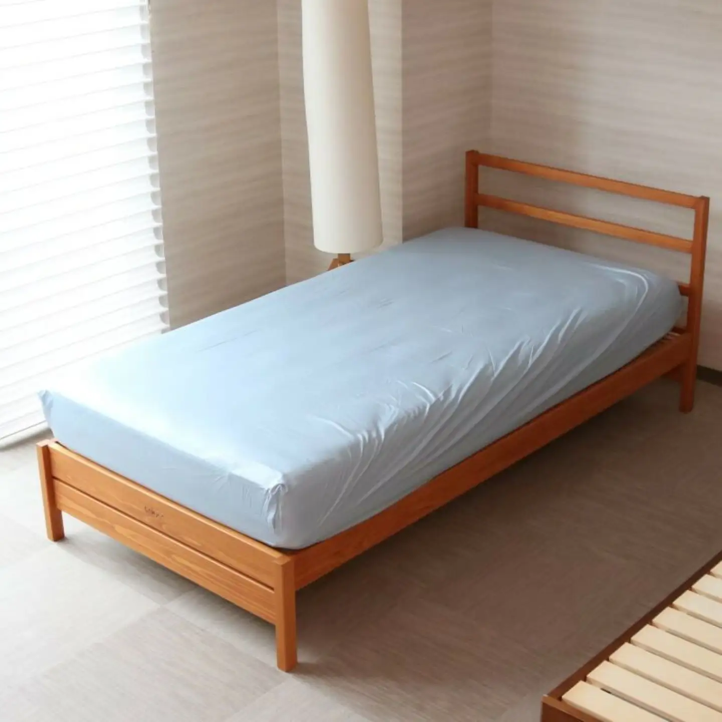 綿サテン　フィットシーツ　ダブルサイズ　【グレー】