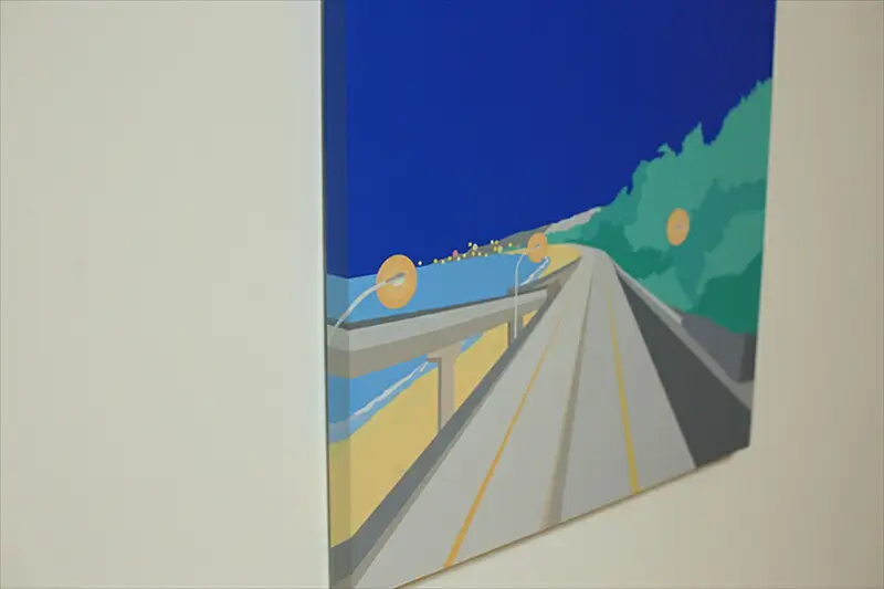 原画【帰り道】オリジナル風景画　キャンバス ペインティング　小田原出身在住イラストレーターの作品　心象風景　子供の頃見た風景　海　空　山 アート アート