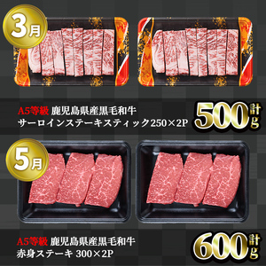 ＜定期便・全5回＞ 特選 黒毛和牛 定期便 国産 鹿児島県産 【 LRプラスK】T10-v01