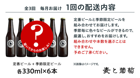 【 3ヶ月連続 】 クラフトビール おまかせ 定期便 6本セット 飲み比べ 茨城県産 牛久醸造場 330ml × 6本