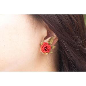 革の薔薇アクセサリー：レッド