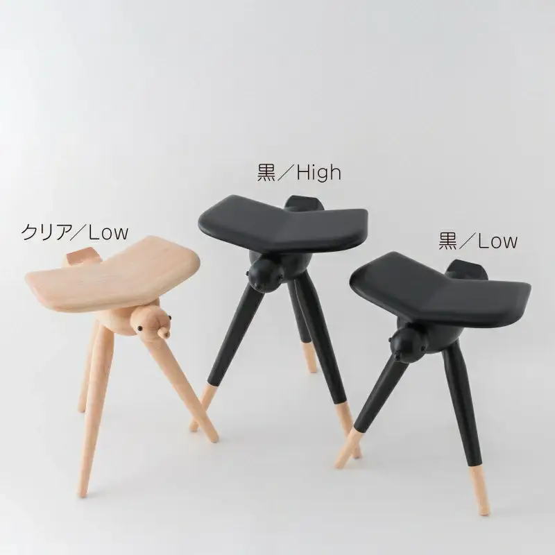 ヤタガラススツール（顔あり・Low）クリア / 和歌山 田辺市 紀州材 ヒノキ 檜 イス スツール インテリア 八咫烏【ymt007】