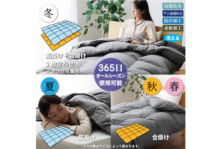 【オールシーズン】 洗える羽毛布団 シングル 肌掛け 合掛け 2枚組 グレー 無地｜[川村羽毛 山梨県 韮崎市 20743594]