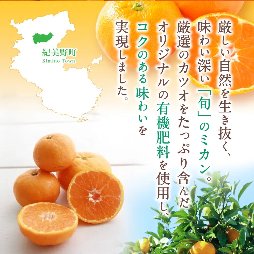  あま～い！ カツオの有機肥料が味の決め手！ 「きみの完熟ミカン」 5kg (40~60個程度) サイズ混合 2S~L ご家庭用(秀優混合) / みかん ミカン 柑橘 和歌山県 有機 手選別 【kmf004-c-5】