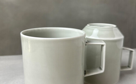 金善製陶所 80カットマグ グレーオリベ 有田焼 マグカップ ペア シンプル 食器 和食器 うつわ 器 モダン カップ 2個セット スタイリッシュ コーヒーカップ ギフト A24-123