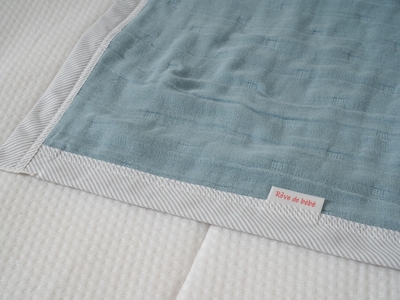 8重ガーゼケット (アッシュグリーン×ストライプ) シングルサイズ・毛布の町泉大津市産｜綿100% 通気性 肌触り 適度な保温 N gauze-single [3758]