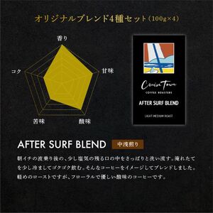 定期便 隔月 3回【茅ヶ崎のスペシャルティコーヒー専門ロースター】CRUISE TOWN COFFEE ROASTERS オリジナルブレンド4種セット（100g×4） コーヒー豆 飲み物 飲料 ドリンク コーヒーブレイク 飲み比べ 