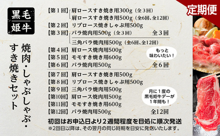 【定期便】焼肉・しゃぶしゃぶ・すき焼きセット（全6回）【Meat you Kitchen姫ファーム】