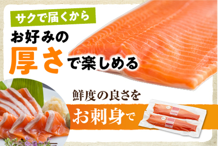 【期間限定発送】活〆海峡サーモン　お刺身さくと生切身A(冷蔵)　特製漬タレ付