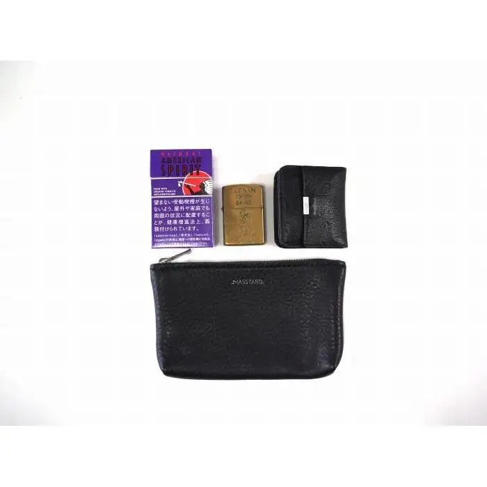 MASSTARD -MINIMAL LEATHER POUCH SMALL- BLACK