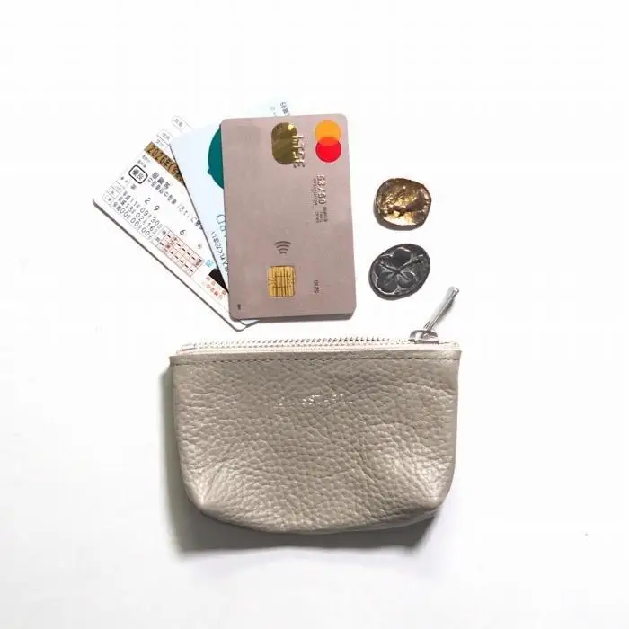 MASSTARD -MINIMAL LEATHER POUCH PETIT- GREIGE