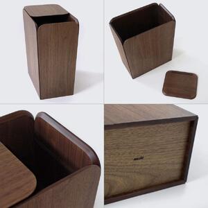 Spread dust bin - walnut / SASAKI【旭川クラフト(木製品/ダストボックス)】スプレッドダストビン / ササキ工芸_03184