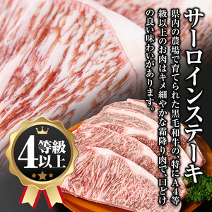 isa477 鹿児島県産黒毛和牛 サーロインステーキ(計800g・200g×4枚)国産 真空包装 真空パック サーロイン ステーキ 牛 うし 牛肉 アウトドア BBQ 冷凍 贈答【サンキョーミート株式会社】