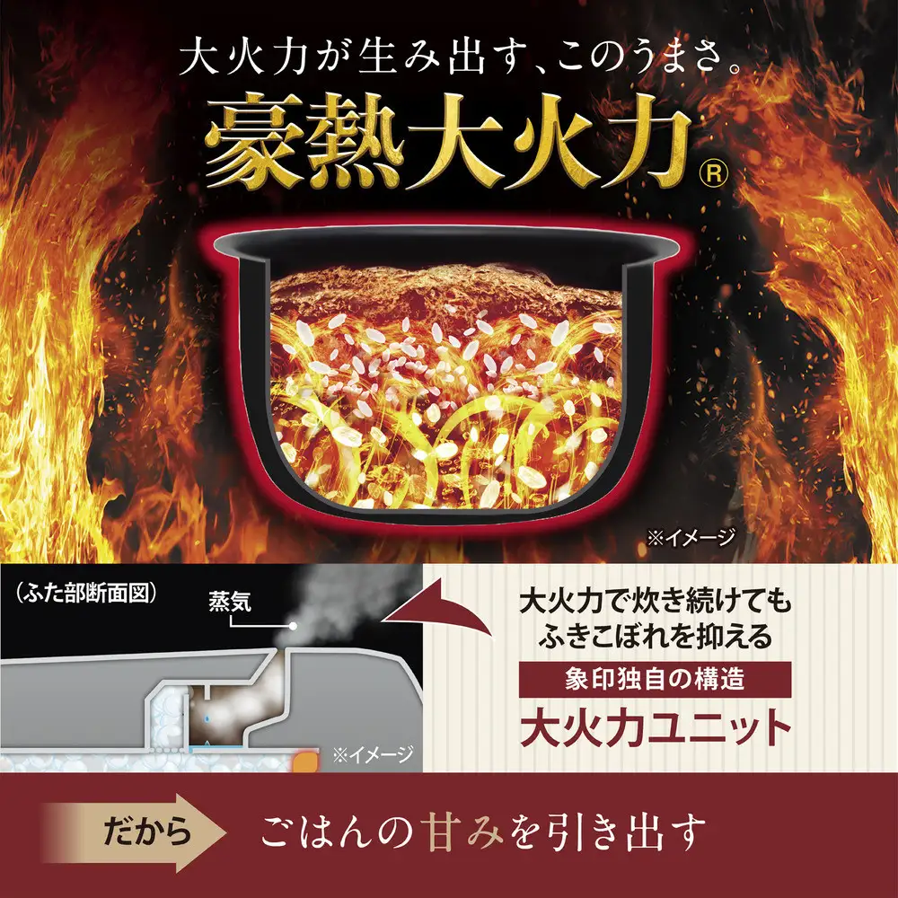 象印 圧力IH炊飯ジャー 5.5合炊き ( 炊飯器 ) 「 豪熱大火力 」 NWYC10-WA ホワイト