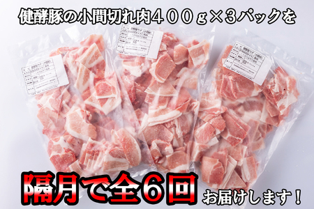 ＜定期便6回＞ 北海道産 健酵豚 小間切れ 計 1.2kg (全7.2kg)