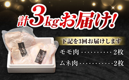 【３回定期便 】信州黄金シャモモモ・ムネ肉セット　地鶏