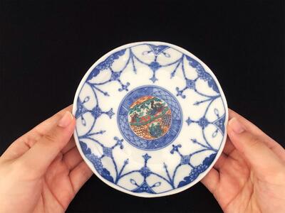 九谷焼　4.5号皿揃　時代絵（５枚セット）a01 食器 キッチン雑貨 キッチンアイテム 雑貨 小物 お皿 丸皿 食卓 テーブルコーディネート 