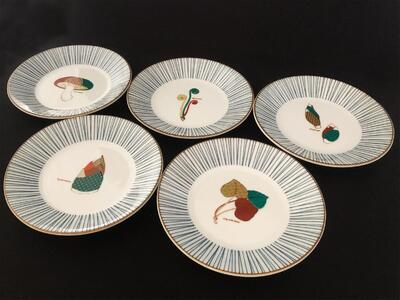 九谷焼　5.2号皿揃　山の幸 （5枚セット）a01 食器 キッチン雑貨 キッチンアイテム 雑貨 小物 お皿 丸皿 食卓 テーブルコーディネート 