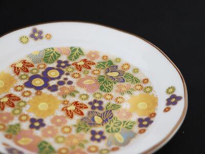 九谷焼　4.5号皿揃　花詰 （5枚セット）a01 食器 キッチン雑貨 キッチンアイテム 雑貨 小物 お皿 丸皿 食卓 テーブルコーディネート 