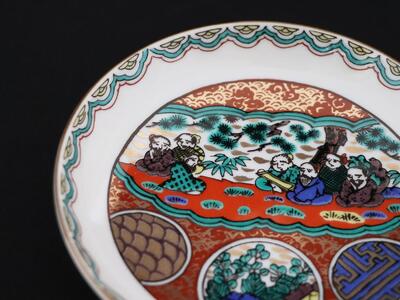 九谷焼　4.2号皿揃　時代絵 （5枚セット）a01 工芸品 