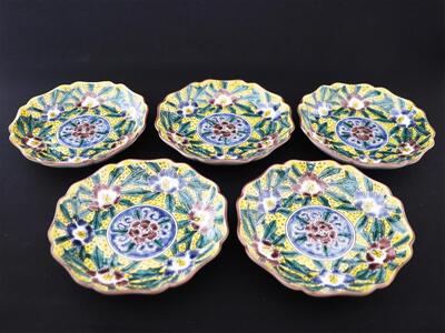 九谷焼　4.2号皿揃　吉田屋芙蓉 （5枚セット）a01 食器 キッチン雑貨 キッチンアイテム 雑貨 小物 お皿 丸皿 食卓 テーブルコーディネート 