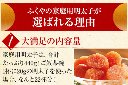 ふくや 明太子 レギュラー 440g 110g×4パック 家庭用明太子 