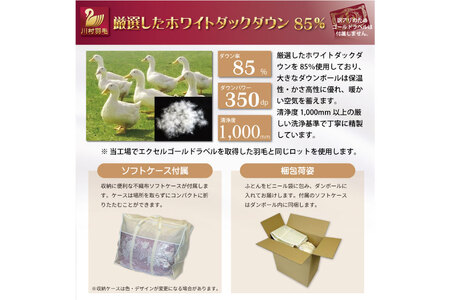 【訳あり】 羽毛布団 シングル 冬用 本掛け 色柄おまかせ ダウンケット ホワイトダックダウン 85％ 1.2kg 軽量生地 TTC ｜[川村羽毛 山梨県 韮崎市 20743628]