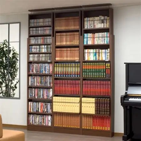 本好きさん専用 奥行17cm薄型本棚 天井つっぱり書棚 愛書家 (ブラウン)　CH-K6017B_薄型本棚 天井つっぱり ブラウン_【1435839】