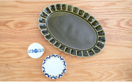 有田焼 和の器5点セット お茶碗 オーバル皿 小皿 小鉢 レスト【藍土】 A35-235