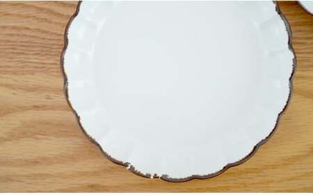 有田焼 渕サビ白マット菊割皿2枚セット プレート 取皿 白 ホワイト 花型縁サビ【藍土】 A15-336