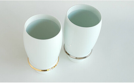 有田焼 匠の蔵 プレミアムビアグラス エンゼルリング金銀ペア【松尾陶器】食器 器 うつわ 酒器 ビアグラス ビアタンブラー 晩酌 ペア ギフト シンプル ゴールド シルバー 上品 A26-1