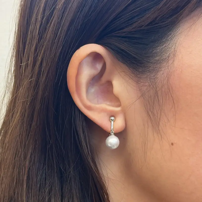 S085-366_8mm - 8.5mm あこや真珠 スタッドイヤリング ナチュラル【H：イヤリング SV925（シルバー）※ブラ】