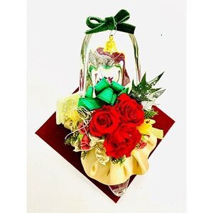 プリザーブドフラワー fleur misakiのガラスの靴シリーズ 「プリンセスのガラスの靴、クリスマスパーティ仕様」 ／ お祝い インテリア 雑貨 花 プレゼント ギフト 奈良県 田原本町