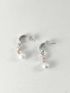 1368二見結ひ　シルバーピアス（あこや真珠6.0mm、淡水真珠4.0mm）17　シルバー　二見　夫婦岩　あこや真珠　ギフト　プレゼント　普段使い
