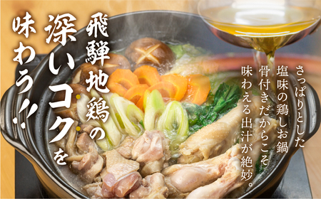 鍋 セット 水炊き鍋 3～4人前 鶏しお鍋 飛騨地鶏 スープ付 ラーメン付 モモ肉 手羽元 [DK011]