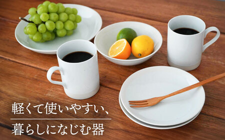 【美濃焼】[軽量食器] TLPリムバンド ホワイト マグ/ケーキ皿/ オートミル/9インチ クープ ペアセット【井澤コーポレーション】食器 プレート ボウル [TBP114]