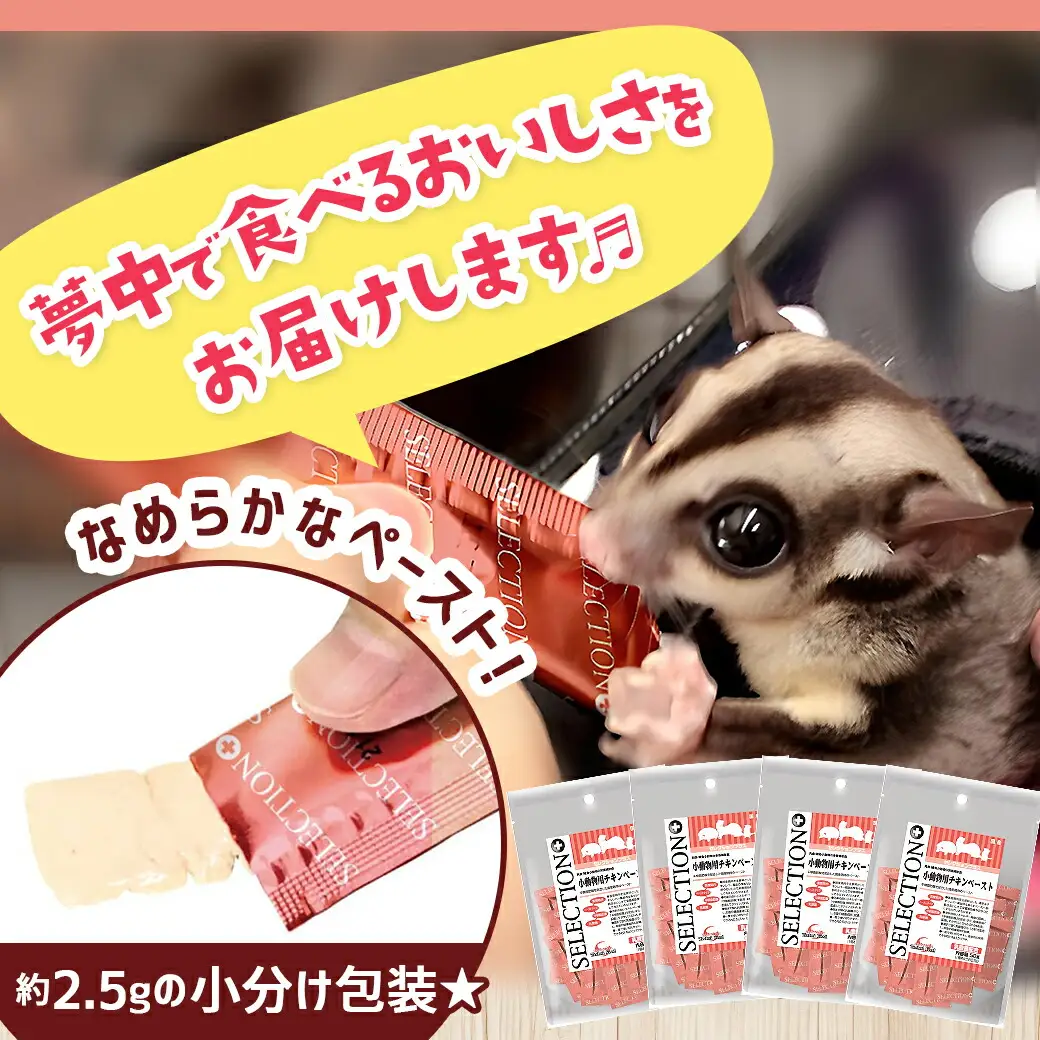 小動物用チキンペースト☆おやつに～エネルギー補給～※ポスト投函〔LF-3310〕_(都城市) 栄養補助食 おやつ 国産鶏肉 チキンペースト フェレット ハムスター ハリネズミ フクロモモンガ 肉食・雑食小動物 小分け包装