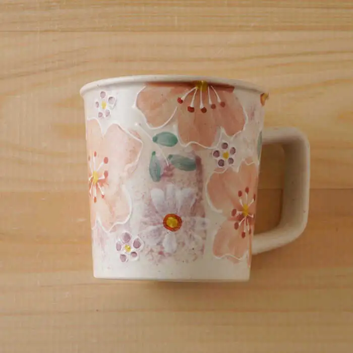 【波佐見焼】花やか マグカップ（緑・赤）ペアセット 食器【陶もと】[PE39] 波佐見焼