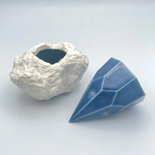 glaze gem 磁器製 酒器 酒盃台 青 No.210