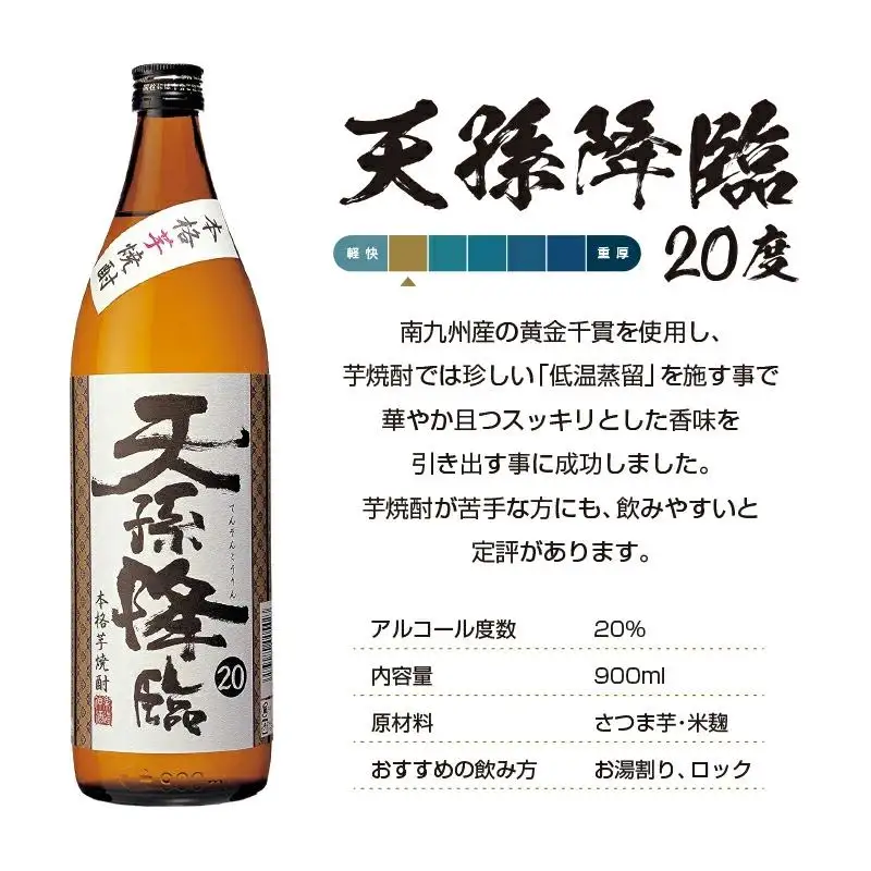 神楽酒造の定番焼酎　芋・麦「くろうま・天孫降臨」飲み比べ　900ml×4本＜18-49a＞