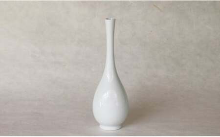 ろくろの現代の名工 矢鋪與左衛門作 白磁 細首花入れ 有田焼 伝統工芸 花器 壺 eo008